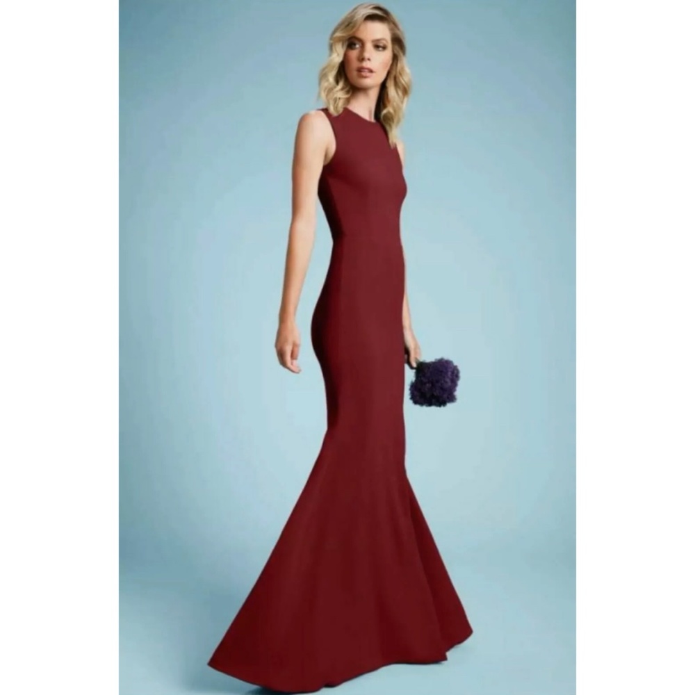 NEW Dress the Population Eve Keyhole Back Crepe Gown, M